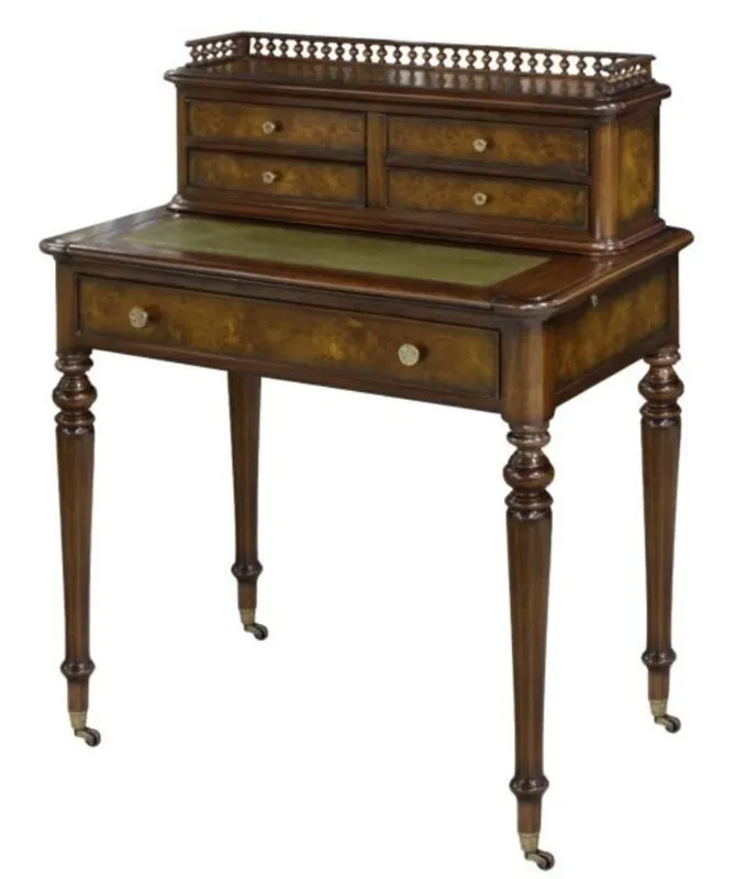 Casa Padrino table secrétaire en acajou avec 5 tiroirs marron / vert 79 x 50 x H. 101 cm - Qualité Luxe Finale Aktion