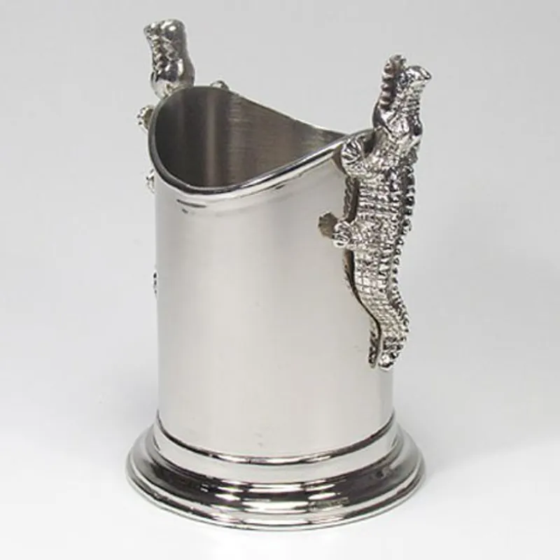 Casa Padrino porte-bouteilles de vin hauteur hauteur avec crocodiles H 19 cm, diamètre 12 cm - refroidisseur de vin plaqué vin stand bouteilles de vin refroidisseur porte-bouteille de vin Neu
