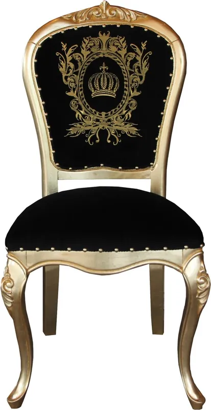 Pompöös by Casa Padrino Chaise de baroque de luxe noir / or avec couronne - Chaise baroque Pompööser conçue par Harald Glööckler Jetzt Kaufen