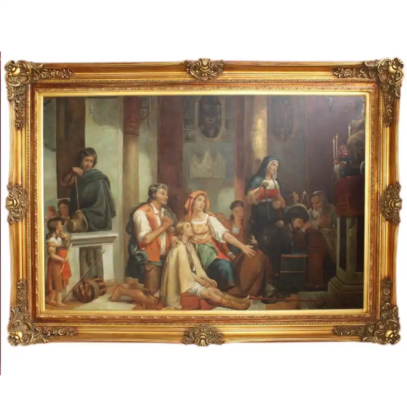 Bestpreis Huge peinte à la main baroque peinture à l'huile adoration pageantry cadre d'or 225 x 165 x 10 cm - Matériel massif