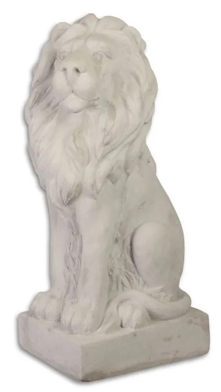 Neuheit Casa Padrino Jardin Terrasses Décoration Sculpture Assis Lion Blanc Gris 26,5 x 37 x H. 75 cm - Décoration d'Hôtels et de Restaurants