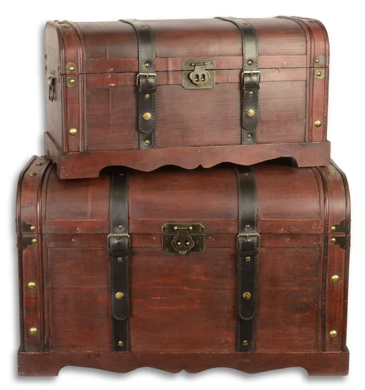 Schneller Versand Casa Padrino ensemble de coffres en bois Art Déco de 2 boîtes en bois rouge brun / noir - Déco Coffres