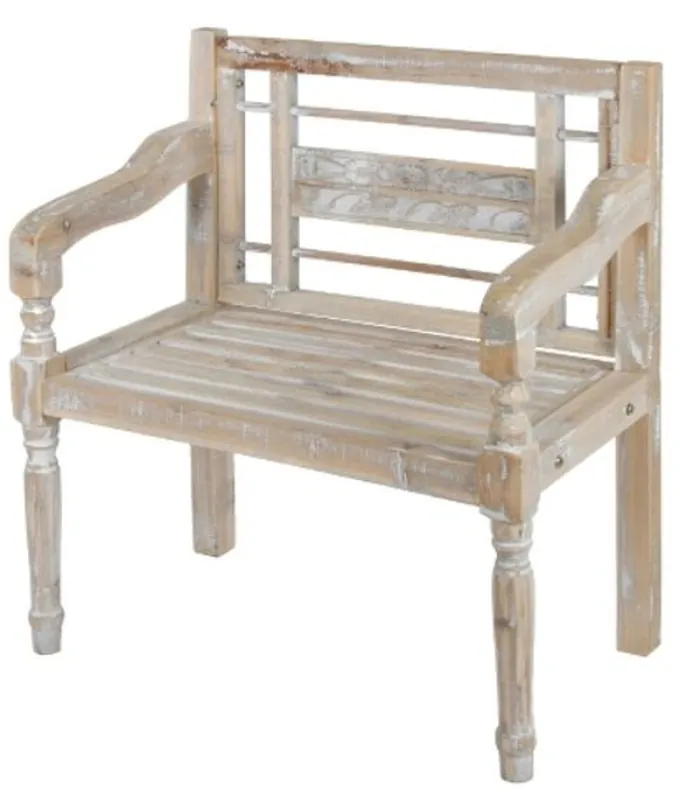 Casa Padrino country style banc avec accoudoirs antique blanc / naturel 71 x 42 x H. 85 cm - Meubles Décoratifs Shabby Chic Mega-Angebot