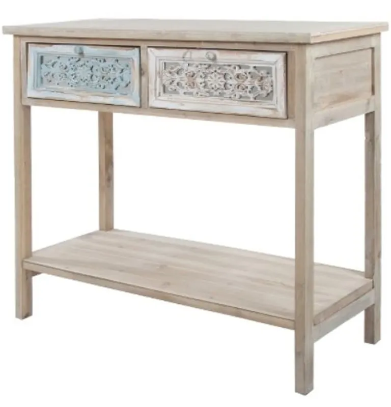 Casa Padrino console style country blanc antique / naturel 85 x 37 x H. 77 cm - Table Console Shabby Chic Artisanale avec 2 Tiroirs Meistverkauft