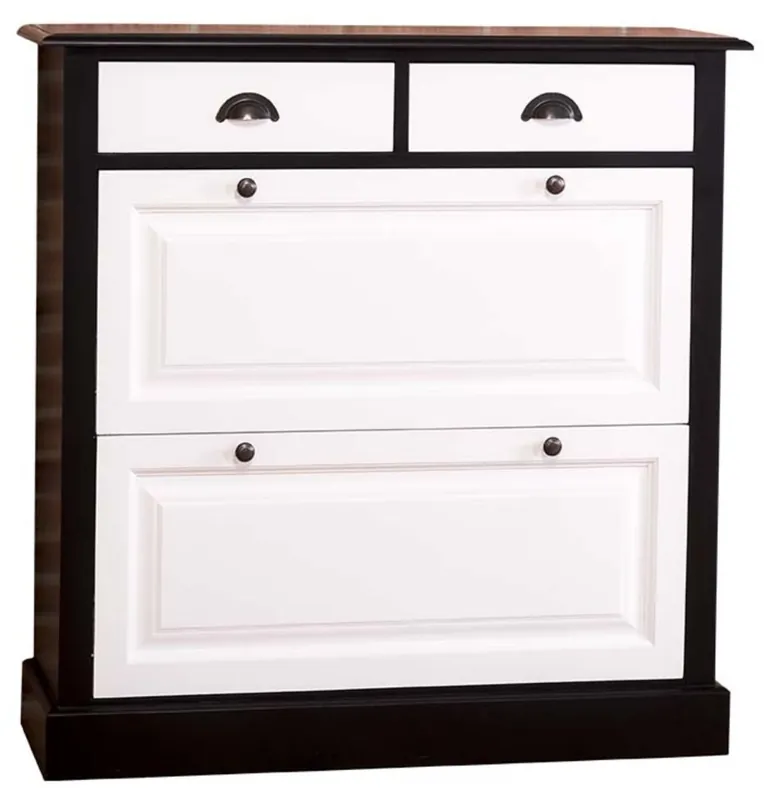 Casa Padrino Armoire à Chaussures de Style Country Noir / Blanc 103 x 35 x H. 105 cm - Meubles de Style Country Nur Heute