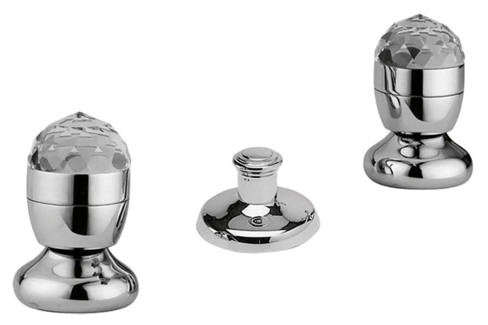 Robinets de Baignoire de Luxe Ensemble de Vidange de Batterie à Trois Trous Bidget Argent - Accessoires de Salle de Bain de Luxe Made in Italy Preisreduziert