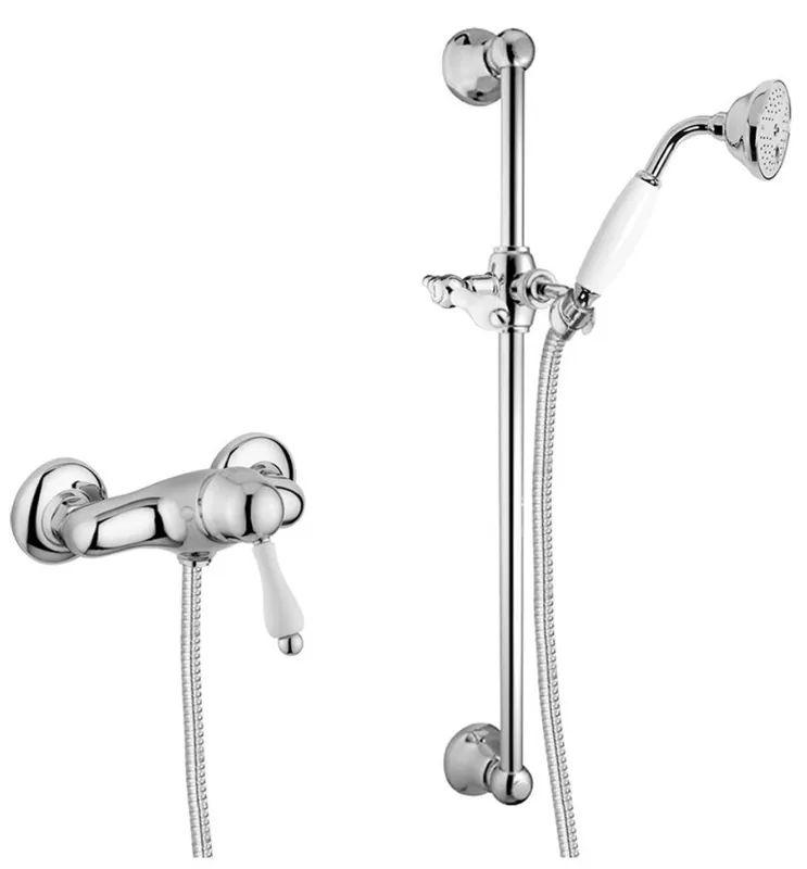 Set de douche de salle de bains de luxe mitigeur de douche mural argent / blanc - Set de Douche avec Rail de Douche Sofort Bestellen