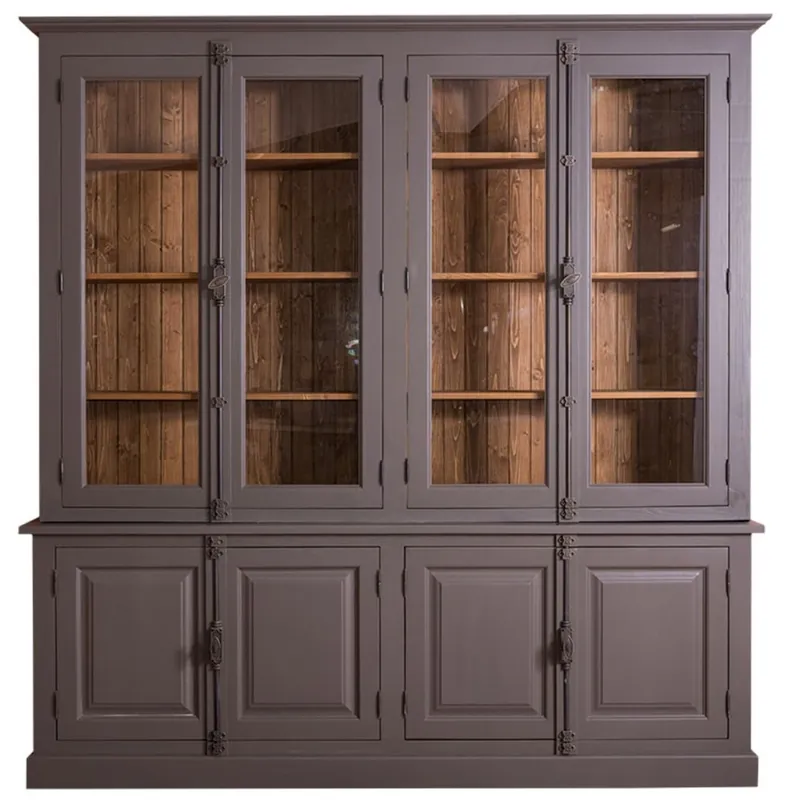 Direktkauf Casa Padrino vitrine de salon de style country violet gris / marron 223 x 50 x H. 228 cm - Meuble Salon avec 8 Portes