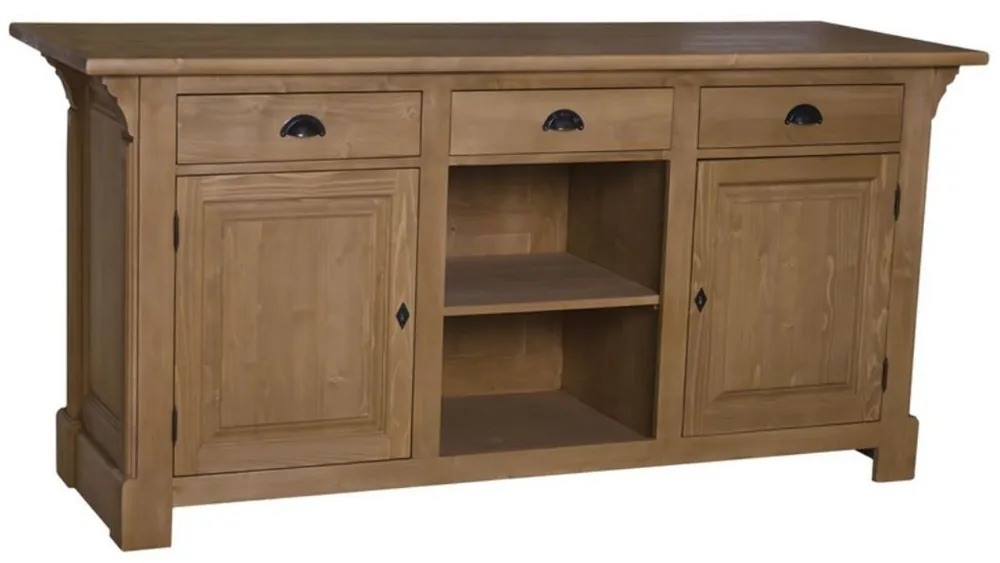 Sichere Zahlung Casa Padrino table de comptoir de style country marron 191 x 68 x H. 95 cm - Table de Comptoir en Bois Massif avec 2 Portes et 3 Tiroirs