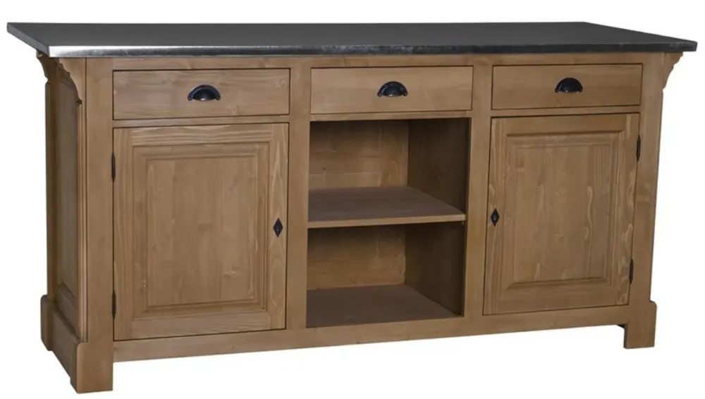 Sonderangebot Casa Padrino table de comptoir de style country marron / argent 191 x 68 x H. 95 cm - Comptoir en Bois Massif avec Plateau Galvanisé