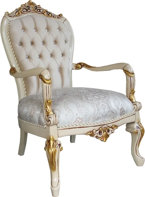 Casa Padrino Baroque Salon de luxe fauteuil avec Bling Bling Strass Crème / Ivoire / Or - Meubles d'hôtel de luxe - Made in Italy Beliebt