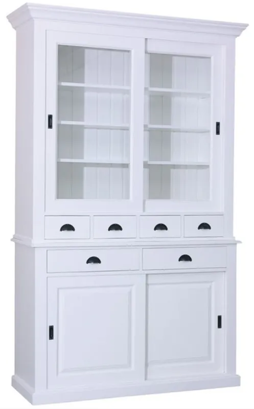 Schneller Versand Casa Padrino armoire de cuisine de style country blanc 142 x 48 x H. 225 cm - Armoire de Cuisine 2 Pièces avec 4 Portes Coulissantes et 6 Tiroirs