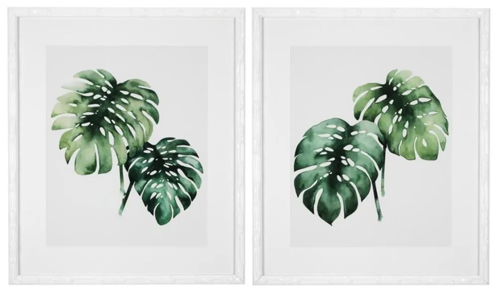 Angebot Casa Padrino Images / Art Print Set Plantes Tropicales Vert / Blanc 59 x H. 69 cm - Décoration de Luxe