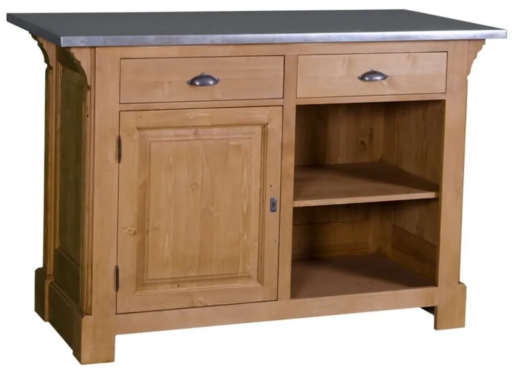 Heißes Angebot Casa Padrino table de comptoir de style campagnard naturel / argent 140 x 68 x H. 95 cm - Comptoir en Bois Massif avec Plateau Galvanisé
