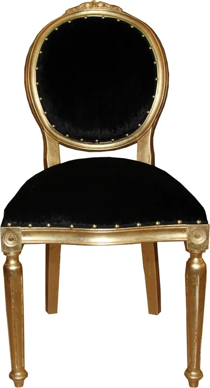 Preis Gesenkt Casa Padrino Chaise de salle à manger de style médaillon Baroque sans accoudoirs en blanc / or - Edition limitée