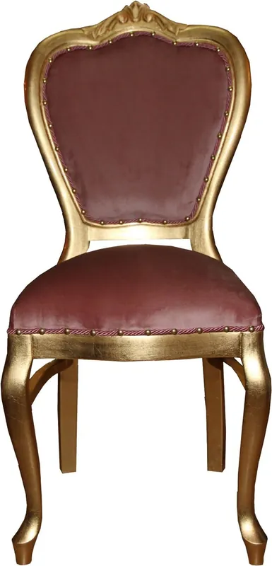 Sonderaktion Casa Padrino Luxury Baroque Chaise de salle à manger Rose / or - Luxury Quality