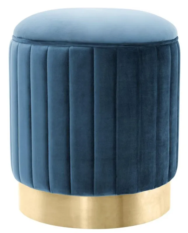 Billig Casa Padrino Tabouret Bleu / Laiton Ø 40 x H. 45 cm - Tabouret de Luxe