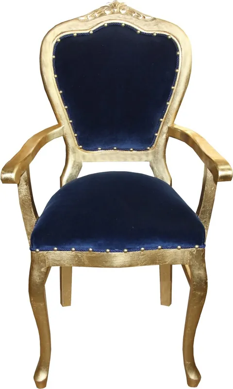 Top-Preis Casa Padrino Chaise de luxe baroque avec accoudoirs bleu royal / doré