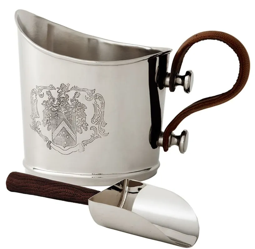 Casa Padrino seau à glace avec pelle de luxe set argent / marron 34 x 21 x H. 24 cm - Accessoires pour Hôtels et Restaurants Begrenztes Angebot