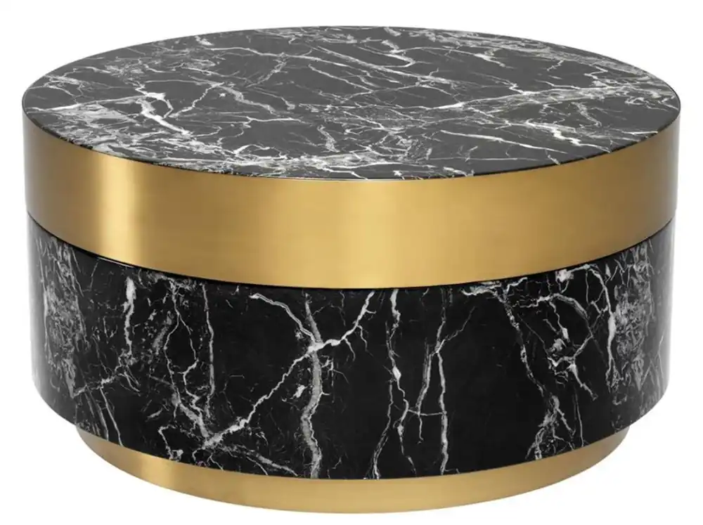 Casa Padrino Table Basse Noir / Laiton Ø 80 x H. 41 cm - Table de Salon de Luxe Wochenendangebot