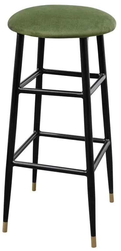 Nur Für Kurze Zeit Casa Padrino tabouret de bar de luxe vert mousse / noir Ø 37 x H. 76 cm - Chaise de Bar avec Tissu Velours