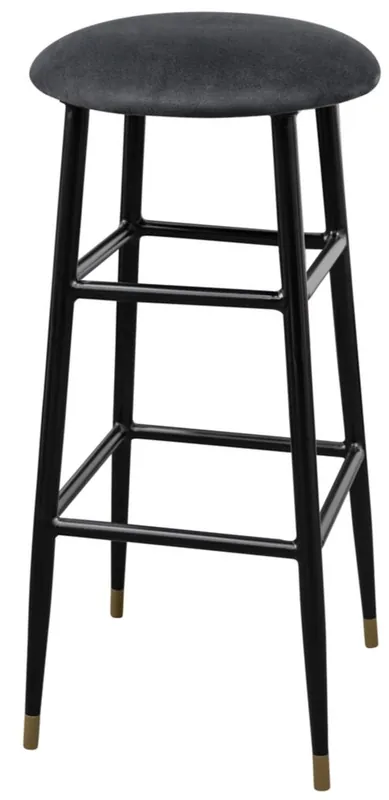 Casa Padrino tabouret de bar de luxe anthracite / noir Ø 37 x H. 76 cm - Chaise de Bar avec Tissu Velours Bestpreis