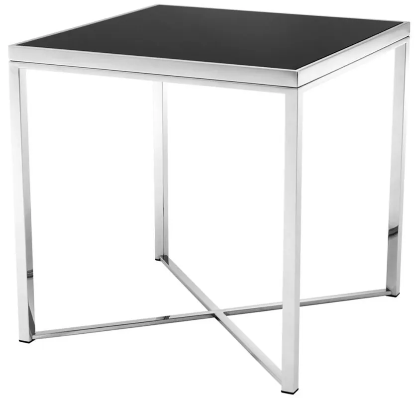 Casa Padrino table d'appoint en acier inoxydable avec plateau en verre noir 61 x 61 x H. 61,5 cm - Meubles de Salon Finale Aktion