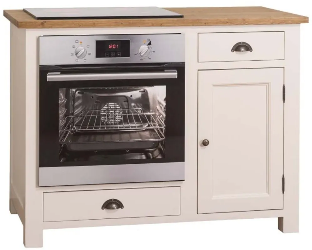 Mega-Angebot Casa Padrino maison de style campagnard poêle avec porte et 2 tiroirs crème / couleurs naturelles 120 x 65 x H. 90 cm - Meubles de Cuisine