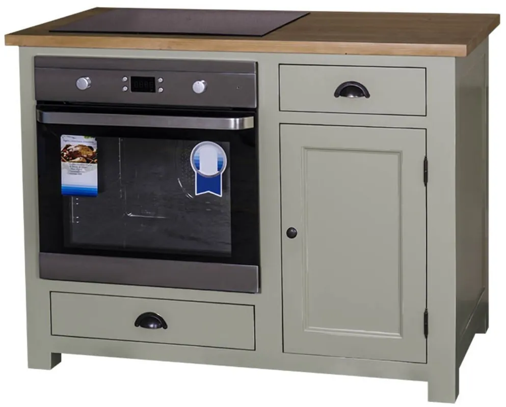 Ausverkauf Casa Padrino maison de style campagnard poêle avec porte et 2 tiroirs vert clair / couleurs naturelles 120 x 65 x H. 90 cm - Meubles de Cuisine