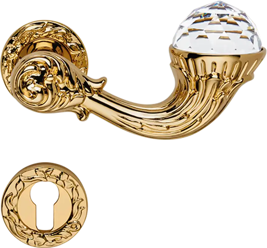 Online Kaufen Casa Padrino ensemble de poignée de porte / poignée de porte de luxe Art Nouveau avec verre en cristal Swarovski or 15 x H. 5,3 cm - Luxe de Qualité Fabriqué en Italie