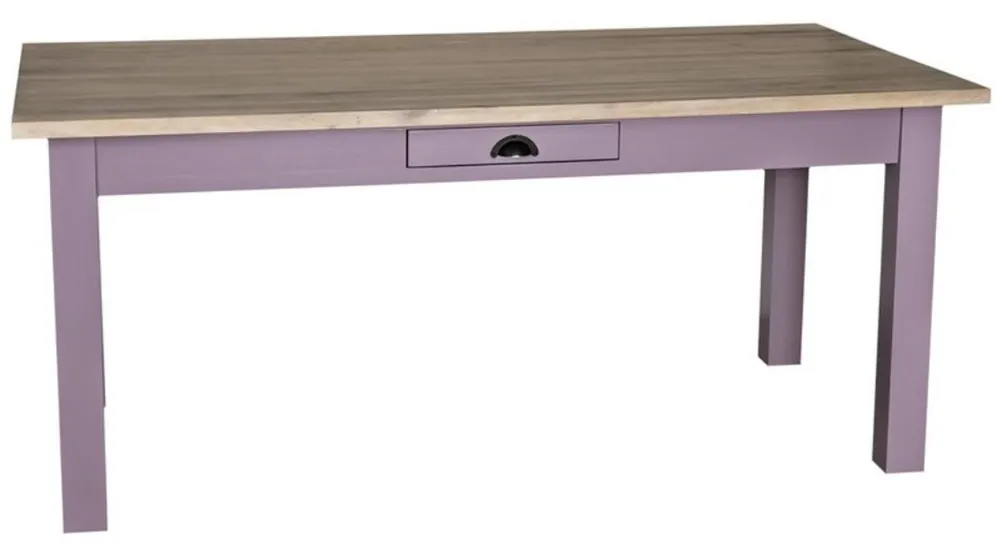 Casa Padrino table à manger de style campagnard avec tiroir violet / couleurs naturelles - Différentes Tailles - Mobilier de Salle à Manger Neuheit