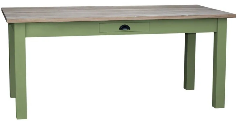 Casa Padrino table à manger de style campagnard avec tiroir vert / couleurs naturelles - Différentes Tailles - Mobilier de Salle à Manger Online Kaufen