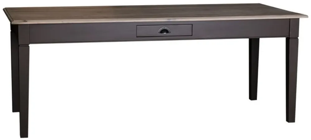 Billig Casa Padrino table de cuisine de style campagnard noir / couleurs naturelles - Différentes Tailles - Table à Manger de Style Campagnard avec Tiroir