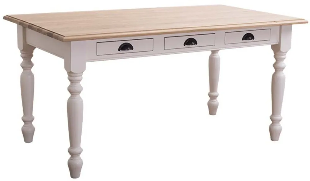 Casa Padrino table à manger de style campagnard avec 3 tiroirs crème / naturel - Différentes Tailles - Meubles de Cuisine dans un Style Campagnard Günstig
