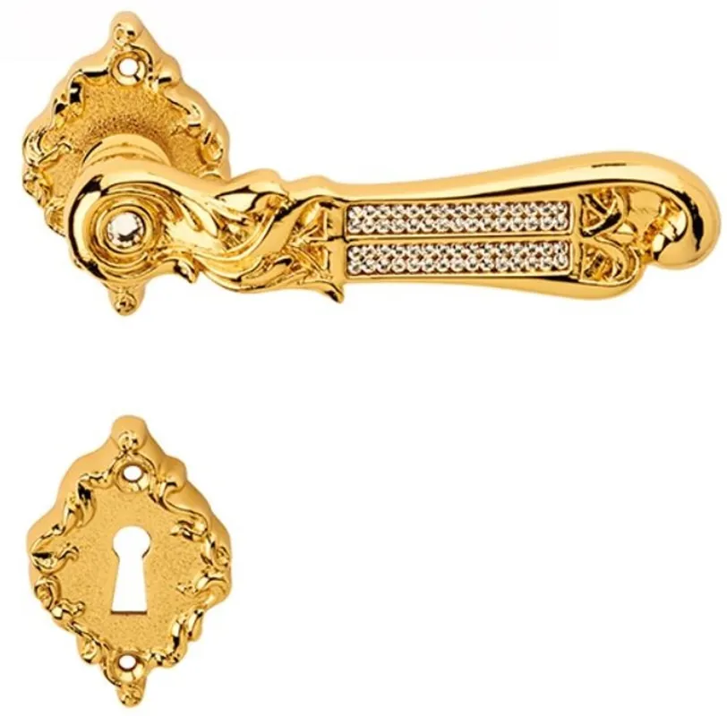 Knallerangebot Casa Padrino ensemble de poignée de porte baroque de luxe or 14 x H. 6,5 cm - Ensemble de Poignée de Porte de Cristal Swarovski