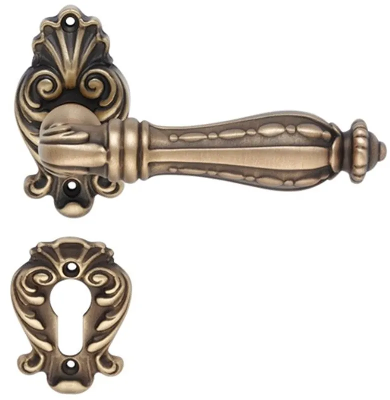Casa Padrino ensemble de poignée de porte baroque en laiton patiné 14,8 x H. 8,2 cm - Mobilier de Style Baroque Bestseller