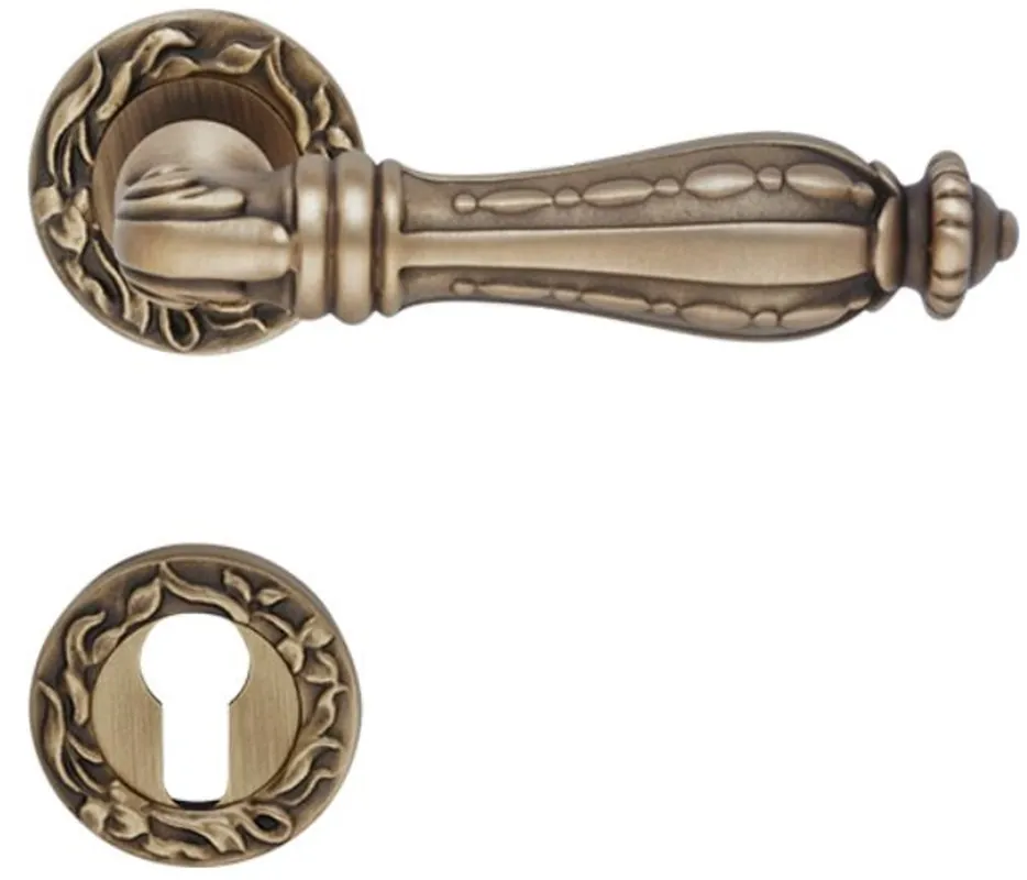 Nur Für Kurze Zeit Casa Padrino ensemble de poignée de porte baroque laiton patiné 15,1 x H. 5,3 cm - Mobilier de Style Baroque