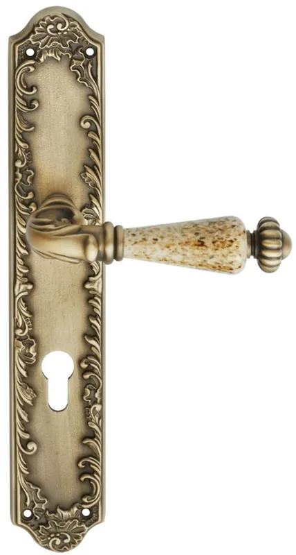 Schnäppchen Casa Padrino ensemble de poignée de porte baroque en laiton patiné 14,5 x H. 30 cm - Poignée de Porte de Style Baroque Sertie de Poignée en Porcelaine Noble