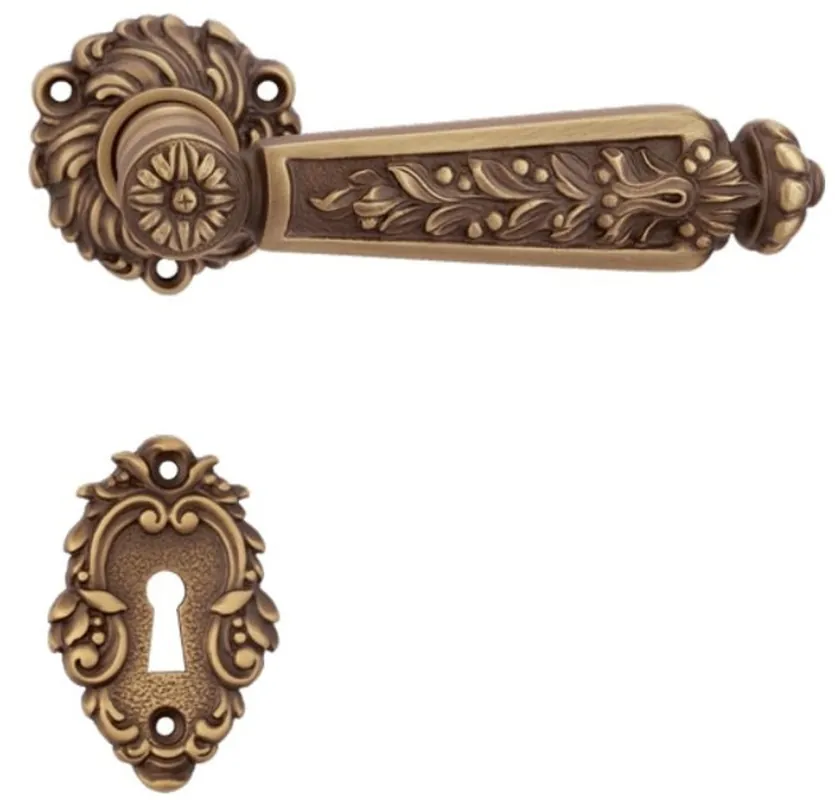 Sichere Zahlung Casa Padrino ensemble de poignée de porte baroque laiton patiné 14 x H. 5 cm - Mobilier Baroque