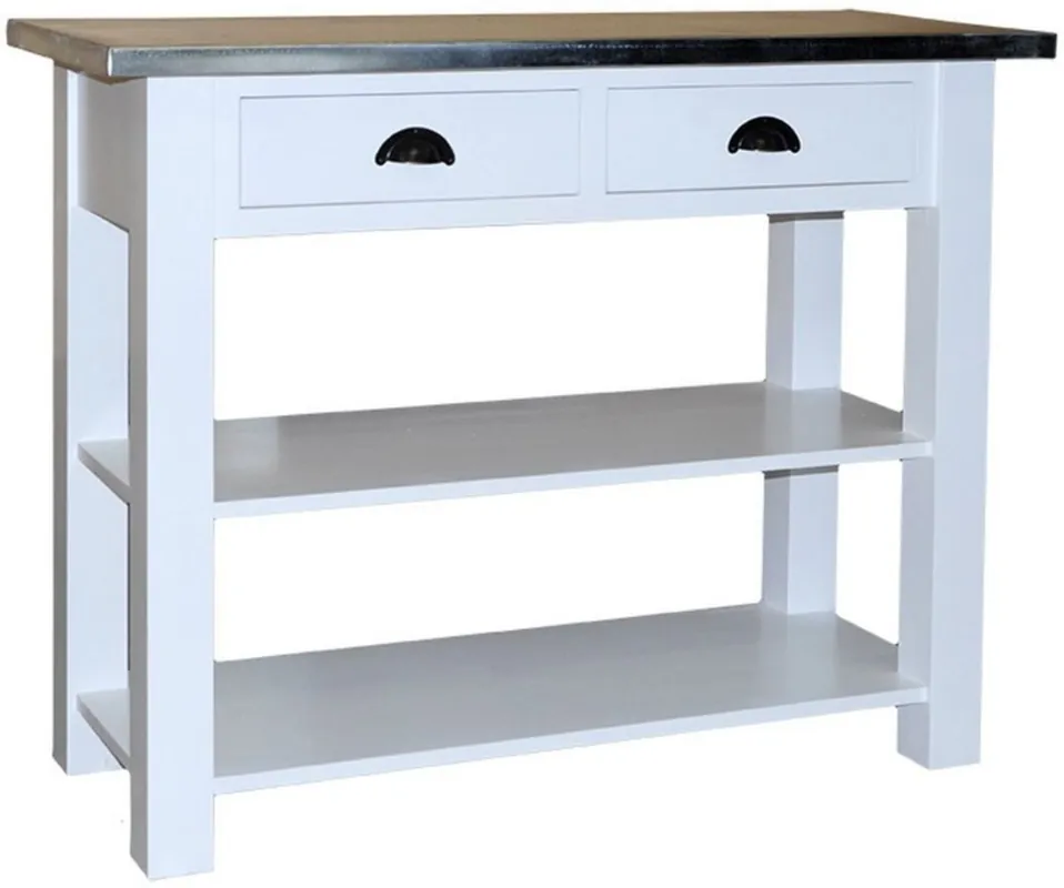 Meistverkauft Casa Padrino console de style campagnard avec 2 tiroirs blanc / argent 110 x 45 x H. 89 cm - Console avec Plateau Galvanisé