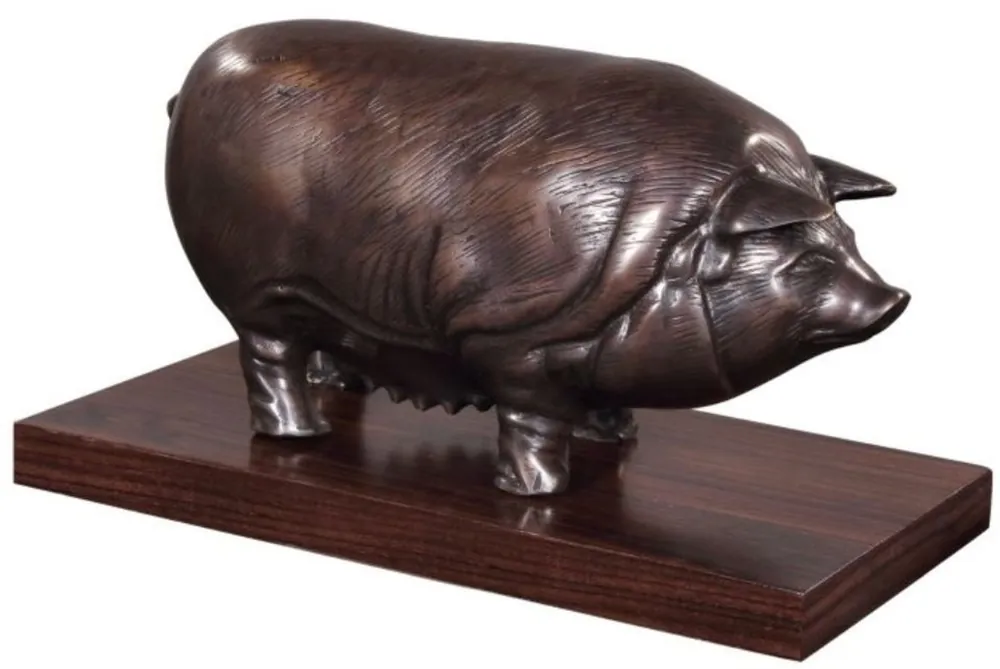 Casa Padrino figurine en bronze de luxe sur socle en bois bronze / brun foncé 35 x 17 x H. 19 cm - Figurine Déco Highlight