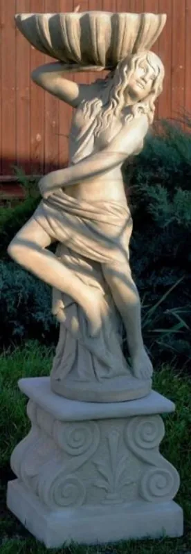 Preiswert Casa Padrino Art Nouveau Décoration de Jardin Statue / Figurine Fille avec Pot de Fleurs 46 x 43 x H. 156 cm - Sculpture de Jardin Décorative avec Socle