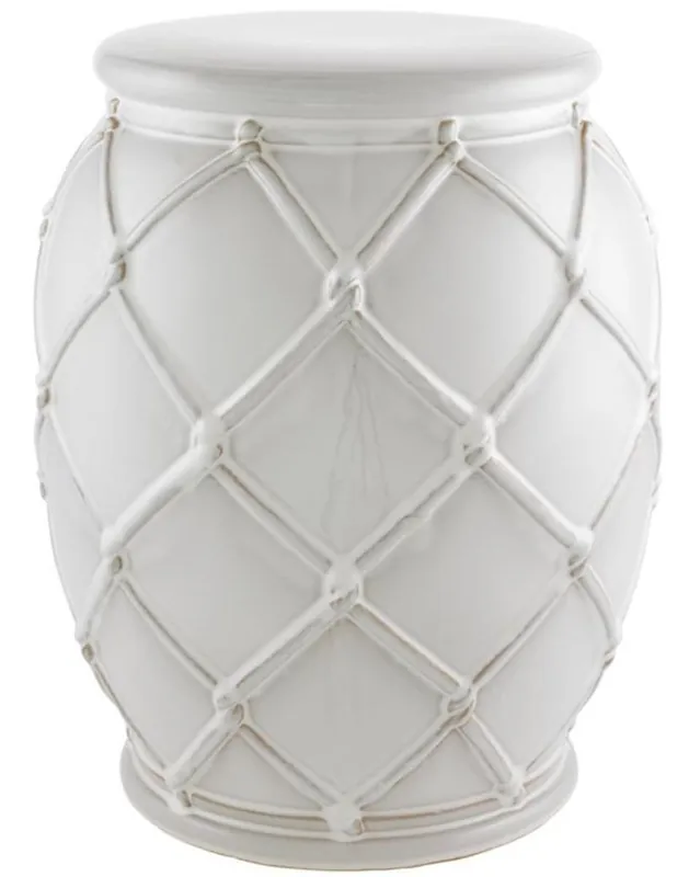 Markenprodukt Casa Padrino tambour décoratif en céramique blanc antique Ø 35 x H. 46 cm - Collection de Luxe