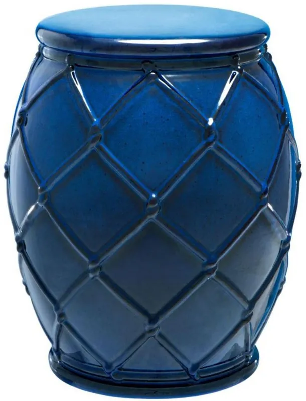 Top-Angebot Casa Padrino tambour décoratif en céramique bleu antique Ø 35 x H. 46 cm - Collection de Luxe