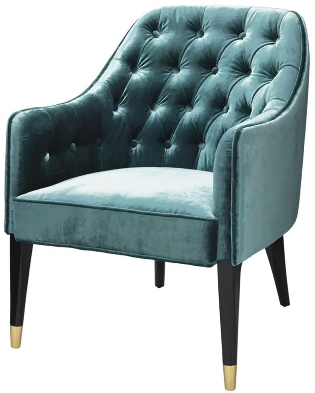 Solange Der Vorrat Reicht Casa Padrino Fauteuil Vert égéen / Noir / Or 65 x 80 x H. 88 cm - Meubles Chesterfield
