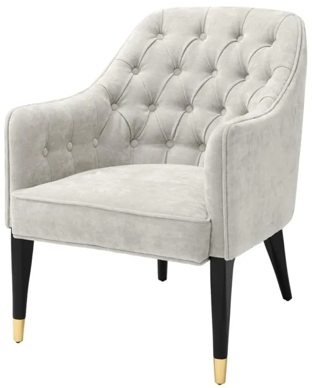 Casa Padrino Fauteuil Couleurs de Sable / Noir / Or 65 x 80 x H. 88 cm - Meubles Chesterfield Bestseller