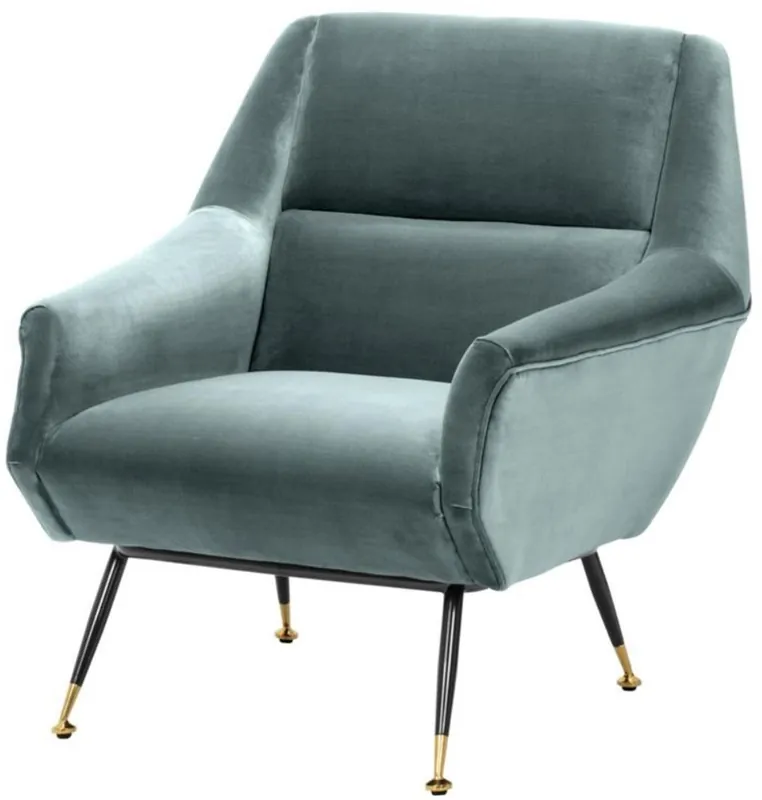Casa Padrino fauteuil de salon turquoise foncé / noir / laiton 75 x 75 x H. 78 cm - Mobilier Hôtel Versand Am Gleichen Tag
