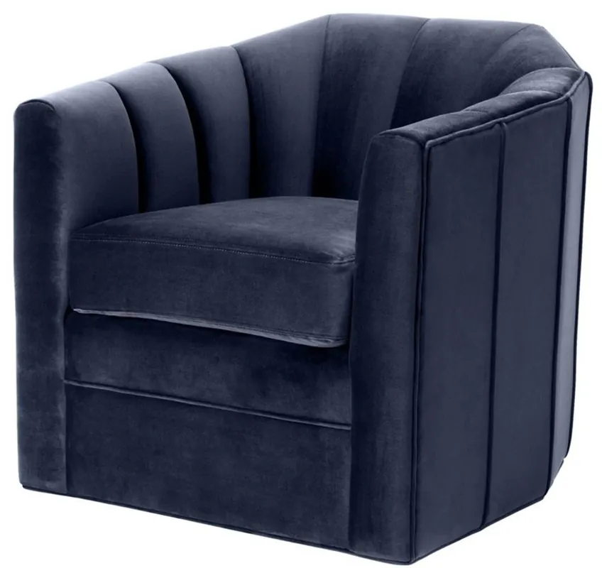 Aktuell Casa Padrino fauteuil pivotant de luxe bleu nuit 84 x 85 x H. 77 cm - Fauteuil de Salon