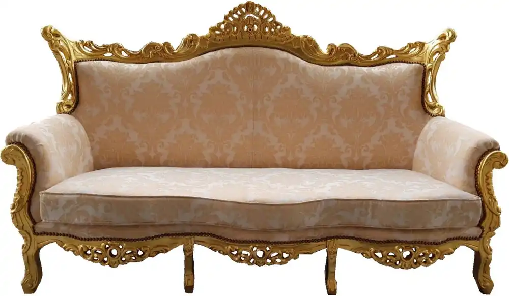 Casa Padrino Baroque 3s Sofa Cream Pattern / Gold - Salle de séjour canapé Ausverkauf