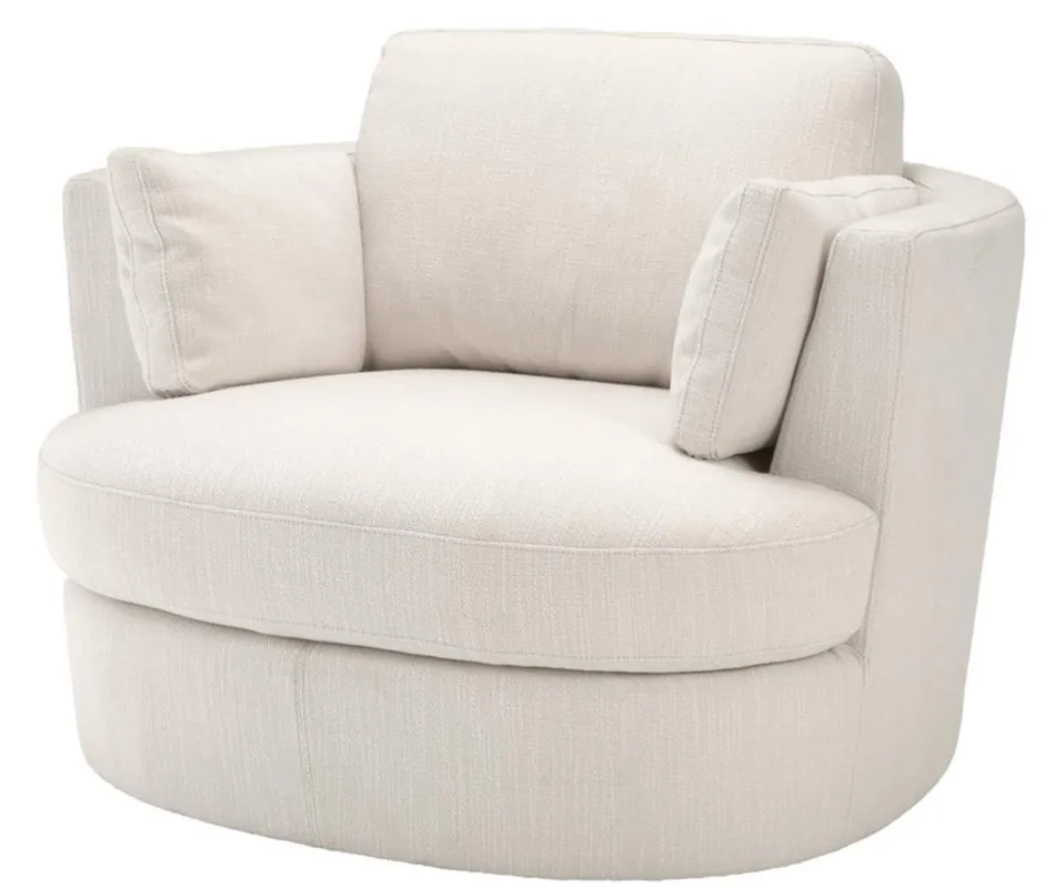 Sichere Zahlung Casa Padrino Fauteuil / Fauteuil Pivotant de Luxe Blanc 110 x 100 x H. 70 cm - Meubles de Salon